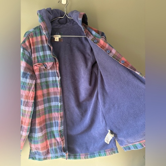 L.L.Bean size XS, Multicolor fleece lined flannel Plaid Hooded Jacket - Picture 2 of 8